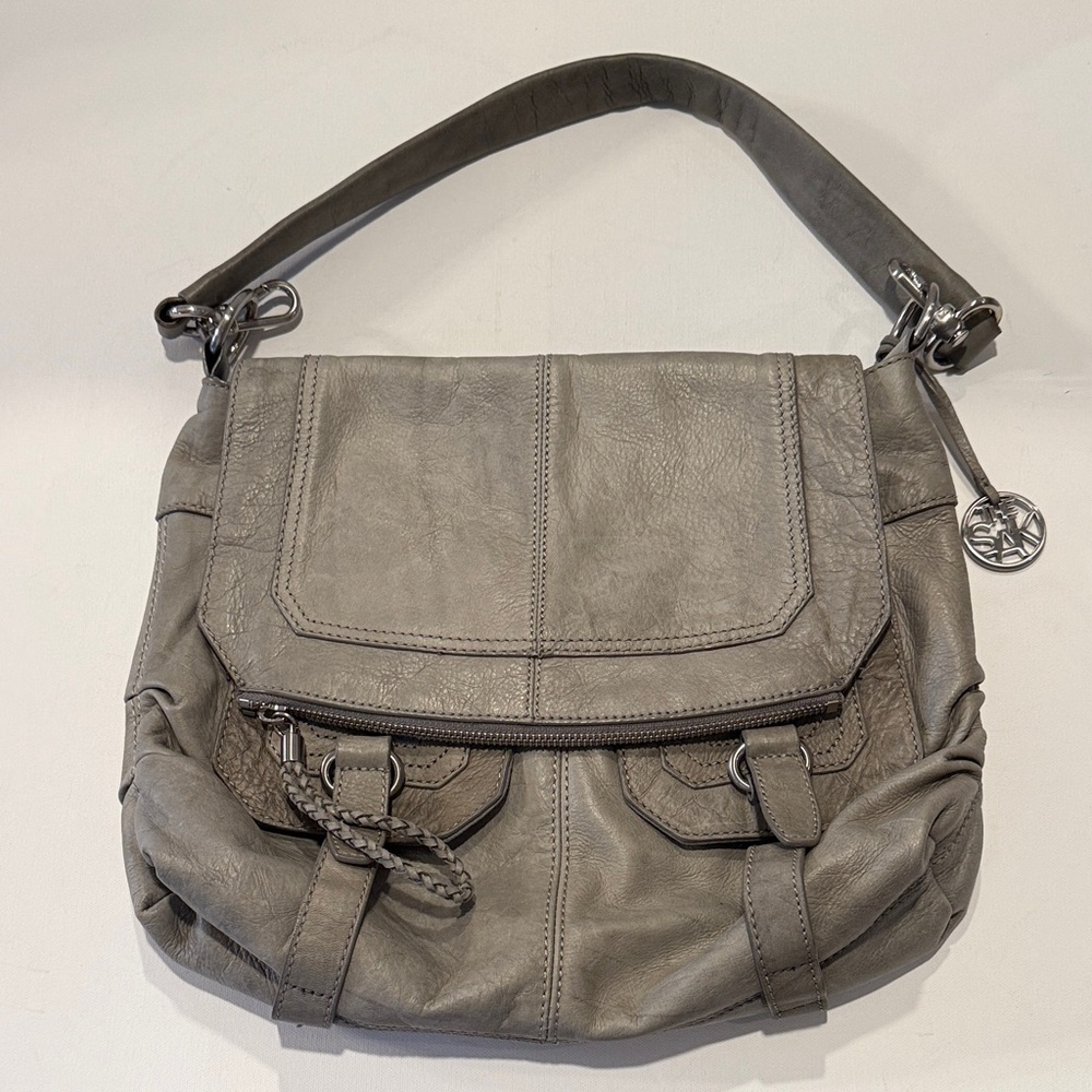 The Sak Gray Leather Shoulder Bag